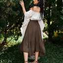 Scarlet Darkness Maxi Skirts for Women High Waist Renaissance Skirt Long Skirt with Pockets (Brown, XL)