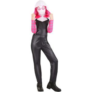 MARVEL Spider-Gwen Official Youth Halloween Costume - Premium Quality Hooded Jumpsuit with Pull-On Fabric Mask, S