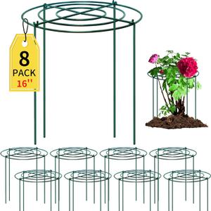 8pack Peony Cages and Supports, 10 x 16 Inch Four Legs Peony Cage, Heavy-Duty Peonies Support Cages, Peony Ring for Roses, Hydrangeas, Sage, Peonies, Cucumbers, Tomato