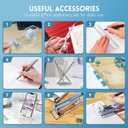 DRQ Blue Desk Organizers and Accessories Office Supplies, 10Pcs Set for Office with Stapler, Tape Dispenser, Pens, Pen Holder, Phone Holder, Tape, Ruler, 1 Box Staple, Scissors and 1 Box of Clip