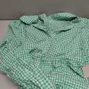 chouyatou Women's Summer Flutter Sleeve Midi Long Gingham Dress Plaid Button Down Shirt Dress (Green, XL)