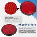 10 Pack Safety Reflectors Red Self Adhesive Round Reflector for Mailboxes Trailer Caravan Truck Lorry or Agricultural Machines