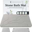 Diatomaceous Earth Bath Mat for Bathroom, 24 x 15 Inch Ultra Absorbent Bath Mat, Fast Dry Stone Drying Mat, Non Slip Modern and Stylish Design (Dark Grey-Sculpted)