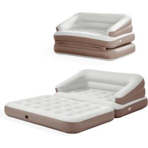 Full Size Air Mattress for Inflatable Portable Blow Up Mattress Sofa Bed with Flocked top-Double Air Couch for Tent Camping(Dark Brown)