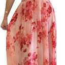 Remelon Womens Sexy Spaghetti Strap Deep V Neck Floral Boho Criss Cross Backless Chiffon Beach Party Long Maxi Dress, L