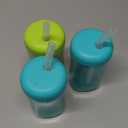 The First Years Squeeze & Sip Toddler Straw Cups - Squeezable Transition Sippy Cup with Silicone Straw - Toddler Feeding Supplies - 7 Oz - 3 Count - Ages 6 Months and Up (Small, Green/Teal)