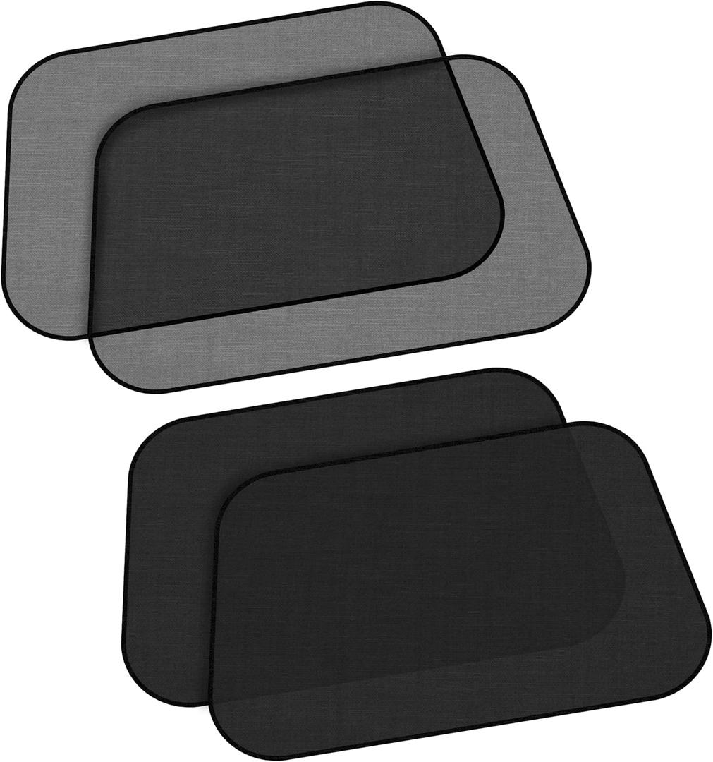 EcoNour Car Side Window Shades for Baby | 4 Pack - Car Window Sun Blocker Shades for Kids | Foldable Cling Window Cover Protects UV & Heat Glare | Window Shade for Privacy | Medium (21"x12") (2 Transparent + 2 Semi Transparent)