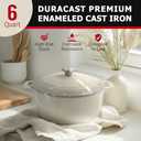 Mueller Cast Iron Dutch Oven Pot with Lid, 6 Quart Enameled, Dual Handles, Stainless Steel Knob, Stew Pot, Induction Pot - For Braising, Roasting, Baking, Cast Iron Bread Pan with Lid, White