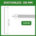 TAISHER 2PCS 304 Stainless Steel Fully Threaded Rod3/8"-16 Long Threaded Screw 12" Length Right Hand Threads
