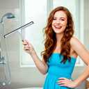 2PACK Shower Squeegee for Glass Doors, Squeegee for Shower GlassAll-Purpose Tile Walls, Bathroom, Window, Glass and Car Windshield, Mirrors and Kitchen-Stainless Steel, 10 Inches, Silver