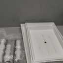 Yalikop Farmhouse Tiered Tray Stand - Wooden Rustic 2 Tier Rectangular Tray Serving Stand for House Kitchen Cake(White)