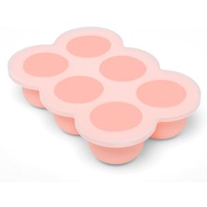 6x3oz Baby Food Freezer Tray with Clip on Lid Gossamer Pink | Leakproof Freezer Molds Silicone Storage Container for Purees Fruits Vegetables