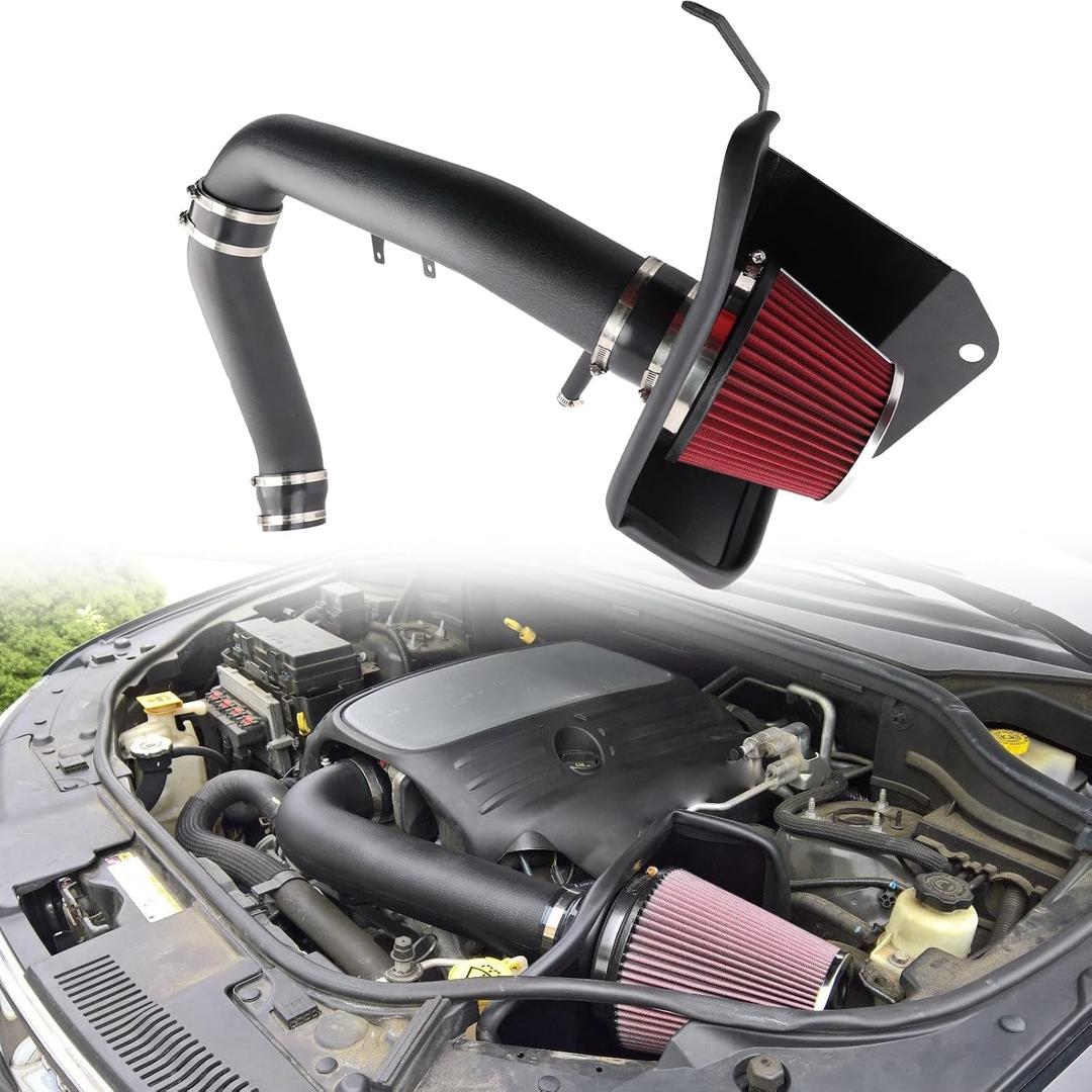 Cold Air Intake Fit for 2011-2015 Jeep Grand Cherokee 3.6L V6 Gas, 2011-2015 Dodge Durango 3.6L V6 Gas, Heat-Resistant Aluminum Pipe, High-Flow Filter