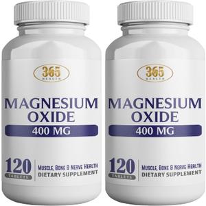 Pack Of 2 Magnesium 400mg [High Potency] Supplement – Magnesium Oxide for Immune Support, Muscle Recovery, Leg Cramps and Relaxation 120 Tablets-USA Made  