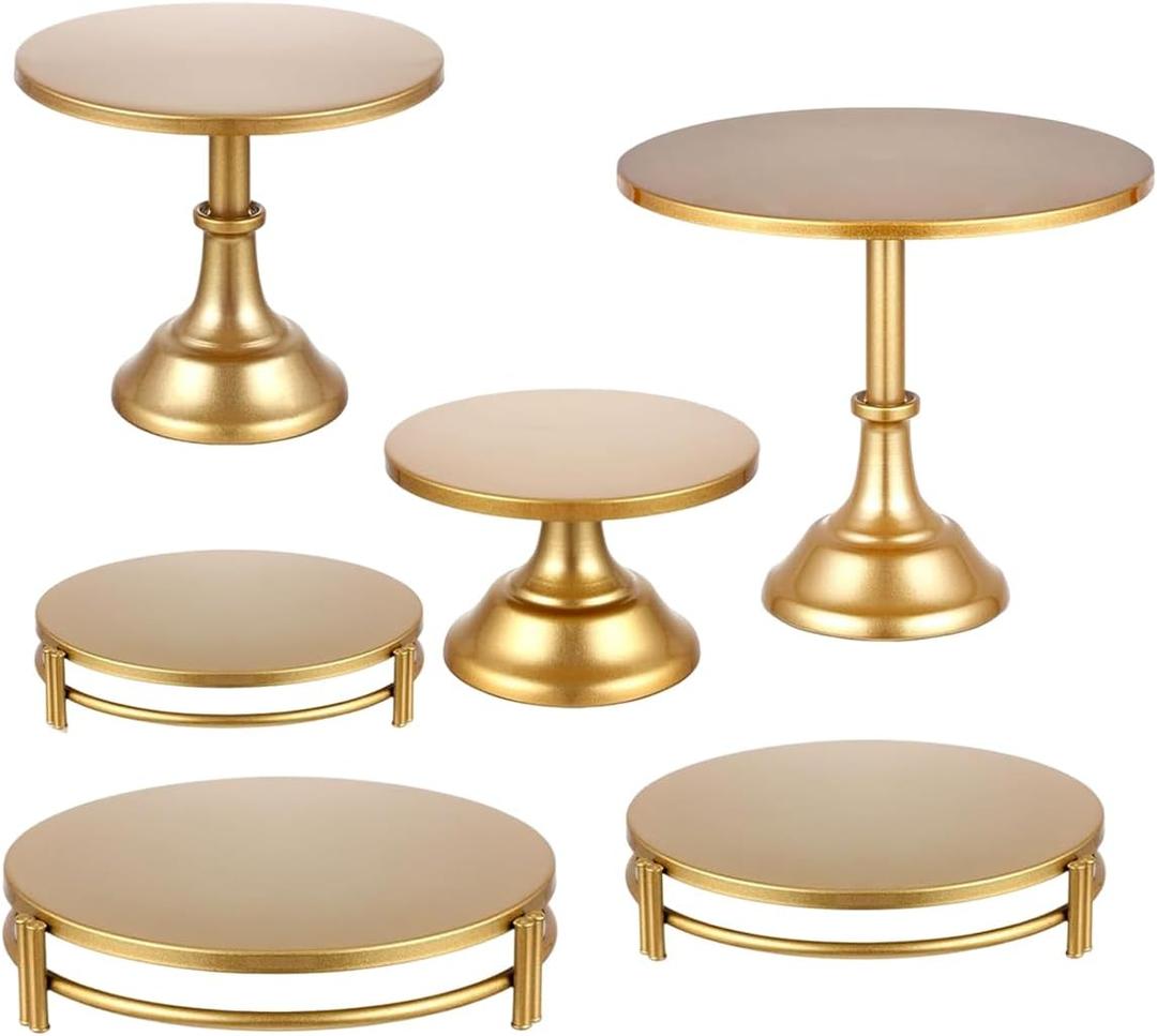 6 Pcs Gold Cake Stand Set with Pedestal, Dessert Table Display Set 8/10/12 in Gold Cupcake Stand Metal Dessert Stand for Wedding, Birthday, Party Decorations