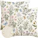 Outdoor Spring Pillow Covers 20x20 Inch Set of 2,Waterproof Daisy Throw Seasonal Floral Outdoor Decorative Square Linen Farmhouse Decor Cushion Covers for Home Sofa Bed Couch Pillow Covers