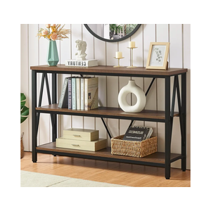 HOMISSUE Entryway Console Table, Rustic Console Table with Wide Storage, Industrial Foyer for Entryway with 3-Tier Open Shelves, Entry Tables for Living Room, Hallway, Brown, 47 Inch