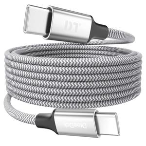 DteeDck 15 Ft USB C Cable Extra Long, 60W Fast Charging USBC to USB-C Cord, 480Mbps Data Transfer Type C Male to Male for Security Camera, Dash Cam, iPhone 17/16/15, Android Phone, iPad, Tablet