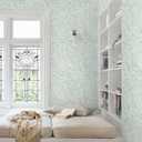 Boho Peel and Stick Wallpaper Green/White Leaf Contact Paper 17.3inx197in Removable Self Adhesive Bedroom Cabinet Wall Decor Vinyl Roll