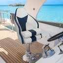 ERGOSEAT High Back Captain Seat for Boats Pontoon Captain Chair Bass Boat Seats Marine Captains Chair Boat Bucket Seat with Armrest