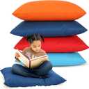 CroBlissful 4 Pcs Extra Large Floor Pillows Kids Classroom, Assorted Colors, 27 x 27 x 8 inches