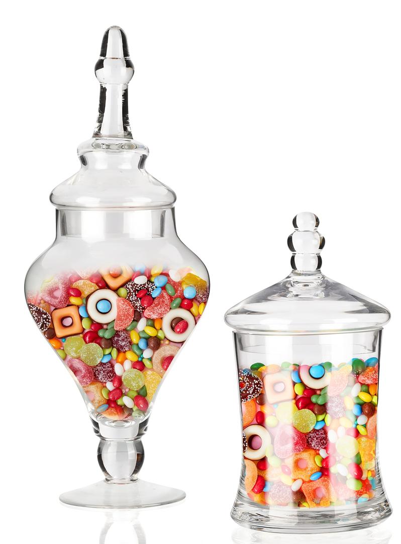 2Pack Glass Apothecary Jars with Lids – Decorative Candy Storage Containers for Wedding, Buffet, Kitchen