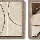YFZNWHX 3 Pieces Sandstone Modern Wall Decor, Abstract Geometric Simple Line Wall Art Home Decor For Bedroom Bathroom Living Room, Ready To Hang (Color : A, Size : 30X60CM+40X60CM+60X60CM) (23.6L" x 11.8W")