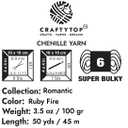 CRAFTYTOP Super Bulky Chenille Yarn #6 for Crocheting & Knitting – Soft, Chunky, Fluffy Yarn Ideal for Baby Blankets, Plush Toys, Amigurumi, DIY Crafts, Cozy Accessories (Ruby Fire)