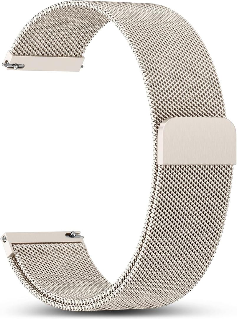 GEAK 18mm 20mm 22mm Metal Watch Band Compatible with Garmin Vivoactive 5 Watch Bands, Vivoactive 6/3/Venu 3S/2S, Quick Release Stainless Steel Milanese Loop Mesh Strap for Venu 3/Venu 2 Men Women (Starlight)