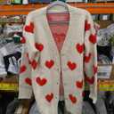 Heart Sweater for Women Valentines Cardigan Valentine Day Sweaters Womens Cute Plus Size Valentine's Dress Pink, Size L