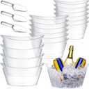 Geelin 12 Pcs Plastic Ice Bucket Ice Tub Clear Wine Champagne Wine Bucket Beer Drink Cooler Chiller Bin Parties Oval Storage Tub with 3 Scoops for Cocktail(Clear)