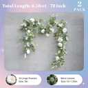 Der Rose 2 Pcs 13FT Artificial Flower Garland, White Rose & Eucalyptus Floral Garland, Faux Flower Vine for Wedding Decor Table Runner Arch & Backdrop Decor