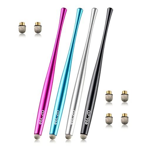 Elzo Capacitive Stylus Pens Premium Metal Slim Combo 2 Pcs Tips for All Touch Screens iPad & Android Tablets DELL/Samsung/HP/Asus/Surface/Samsung/iPhone/LG (Black, Silver, Light Blue & Rose Red)