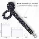 Lanyardio Stretchy Scrunchie Lanyard for ID Badges Keys, Cute Teacher Lanyard for Women with 2 Card Holders 19.21 Inch (Polka Dot)