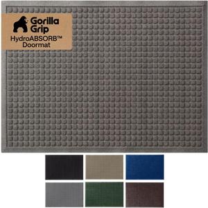 GORILLA GRIP® Ultra Absorbent Front Door Mat Outside Entrance 47x35, Traps Dirt and Moisture, HydroABSORB Indoor Outdoor Doormat Holds Up to 6 Cups Water, Stain and Fade Resistant Welcome Mat Charcoal