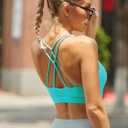 RUNNING GIRL Sports Bras for Women,Padded Sports Bra Tank Top Sexy Crisscross Back High Impact Longline Workout Yoga Bra (Green, L)