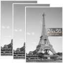upsimples 24x36 Poster Frame White 3 Pack, Scratch-Proof Picture Frames 24 x 36 for Photo Gallery - Slide-In Strips, Horizontal or Vertical Wall Mounting