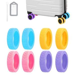 Luggage Wheel Covers, 8 PCS Silicone Wheel Protector Covers for 2-2.6 inches 8-Spinner Wheels, Wear-Resistant, Anti-Noise Wheel Covers for Luggage, Suitcases or Office Chair Caster Wheels (Yellow)