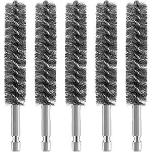 Geiserailie Bore Brush Bristles Wire Brush for Power Drill Cleaning Wire with Hex Shank Handle for Power Drill Cleaning(5 Pieces, Stainless Steel)