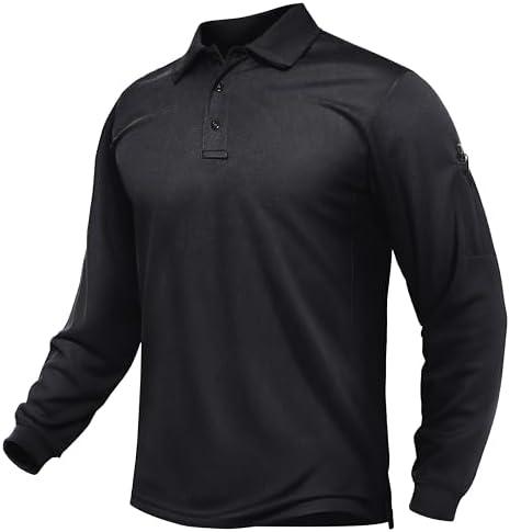 TACVASEN Men's Long Sleeve Polo Shirts Quick Dry Tactical Golf Collared Lightweight Work Breathable Moisture Wicking Outdoor.XXL
