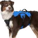 rabbitgoo Escape Proof Dog Harness, Soft Padded Full Body Pet Harness, Reflective Adjustable No Pull Vest with Lift Handle and Leash Clip for Large Dogs Walking Hiking Training, M, Blue (Medium (Pack of 1))