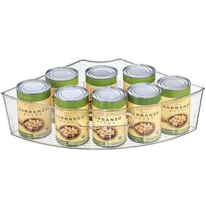 iDesign Clear Plastic 1/4 Wedge Bin for Corner Lazy Susan Cabinet, Kitchen Cabinet Organizer