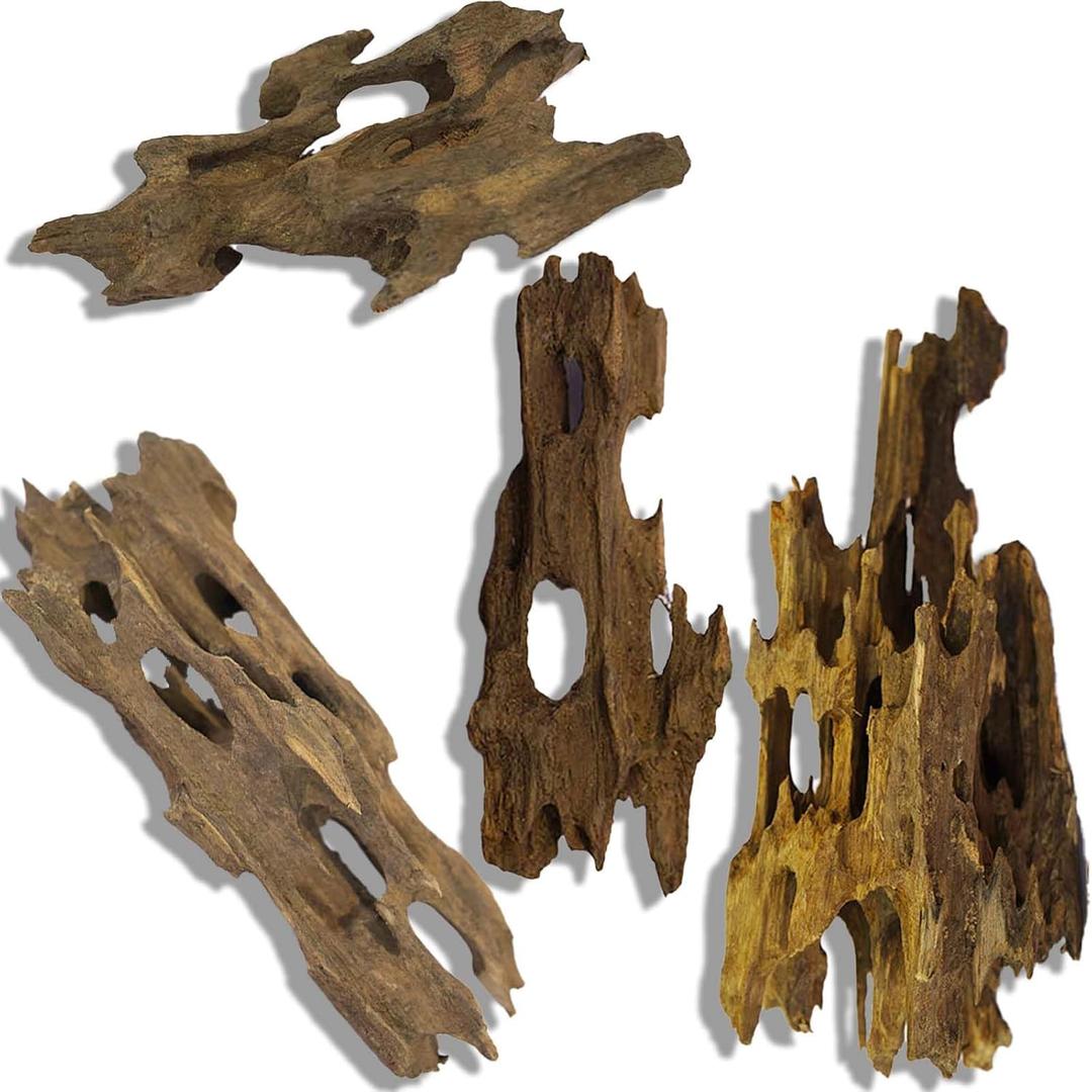 4-Piece Aquarium Driftwood Set - Natural Wood Decorations for Fish Tanks | Solid Reptile Branches, Ideal for Small Fish Hiding & Habitat Enhancement