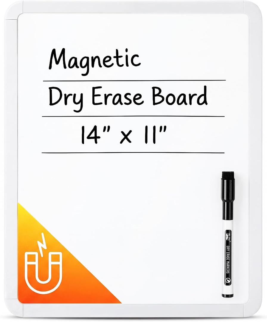 5 x Mr. Pen- Dry Erase Board, 14” x 11” with a Black Dry Erase Marker, White Frame, Small Mini White Board for Students, Fridge, Wall, Locker, Includes Double Sided Tapes