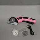 Cordless Electric Scissors: 4V Rechargeable Cardboard Cutter, 3 Blades, Safety Lock & LED Light, Box Cutter for Carton Carpet Plastic Fabric Leather (Pink)