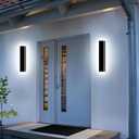Upgraded 24inch 2pcs Modern Wall Light, 4.33 Inch Wide Dimmable Linear Wall Sconce, Waterproof IP65, Black LED Long Outdoor Lights for Garage, Front Door, Exterior Wall Lights