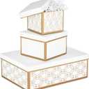 Hallmark Nested Gift Boxes with Lids and Fill (Set of 3, White and Gold, Assorted Sizes) for Valentine's Day, Weddings, Bridal Showers, Bridesmaids, Birthdays