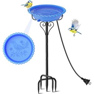 Bird Bath for Outside,40In Vintage Freestanding Bird Baths for Outdoors with Removable Bowl,Bird Baths Feeder with 5 Prongs Base for Garden Patio Yard Lawn Decor (Blue)