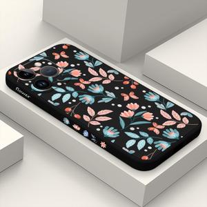 LEECG for iPhone 12 Pro Max Case Fashion Flower Slim Soft Liquid Silicone Rubber Phone Cover for iPhone 12 Pro Max 6.7 inch-Leaf Black