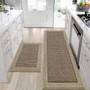 BEQHAUSE Kitchen Rugs and Mats Set of 2 Non-Slip Kitchen Mats for Floor, Absorbent and Stain Resistant Kitchen Runner, Machine Washable Rugs for Kitchen, Laundry & Sink, 24"x36"+24"x60", Taupe